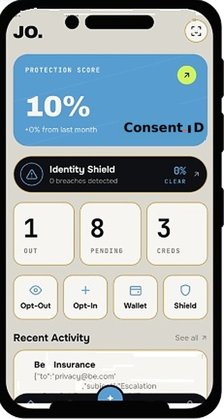 Consent.ID Opt Out app protection score screen